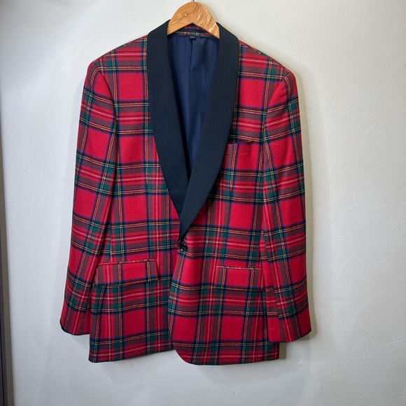 J. CREW Ludlow Slim-fit Dinner Jacket In Red Stewart Tartan Stretch Wool 41R